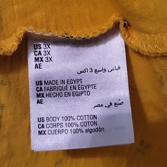 3/$30 Style & CO Mustard Yellow Floral Cotton Short Sleeve T-shirt Size 3X - Picture 5 of 7